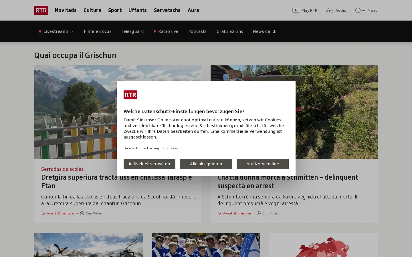 Radiotelevisiun Svizra Rumantscha (RTR) – News auf Rätoromanisch 首页截图