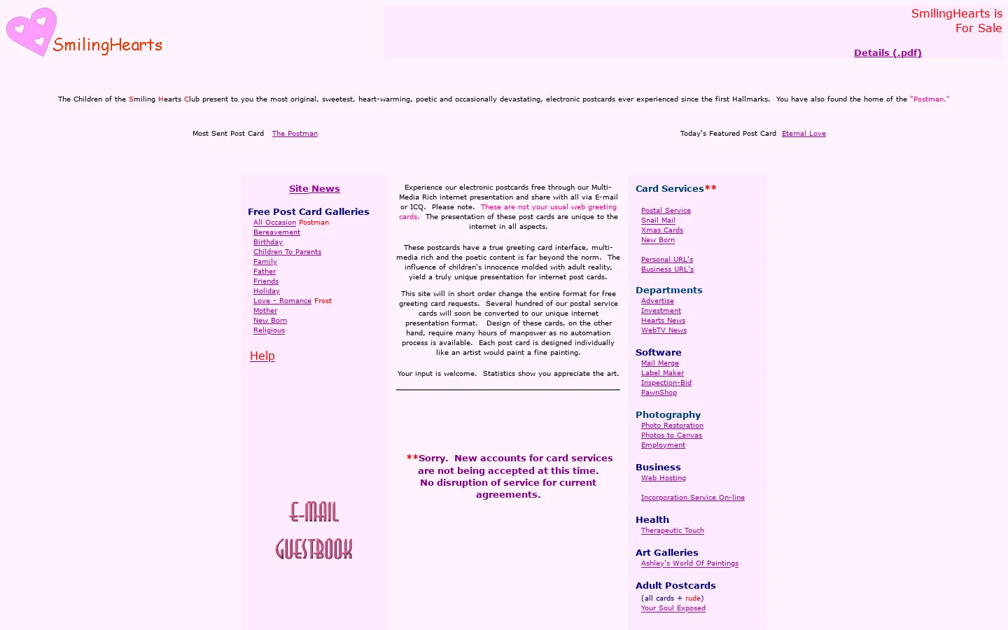 Smiling Hearts Free Electronic Greeting And Post Cards 首页截图