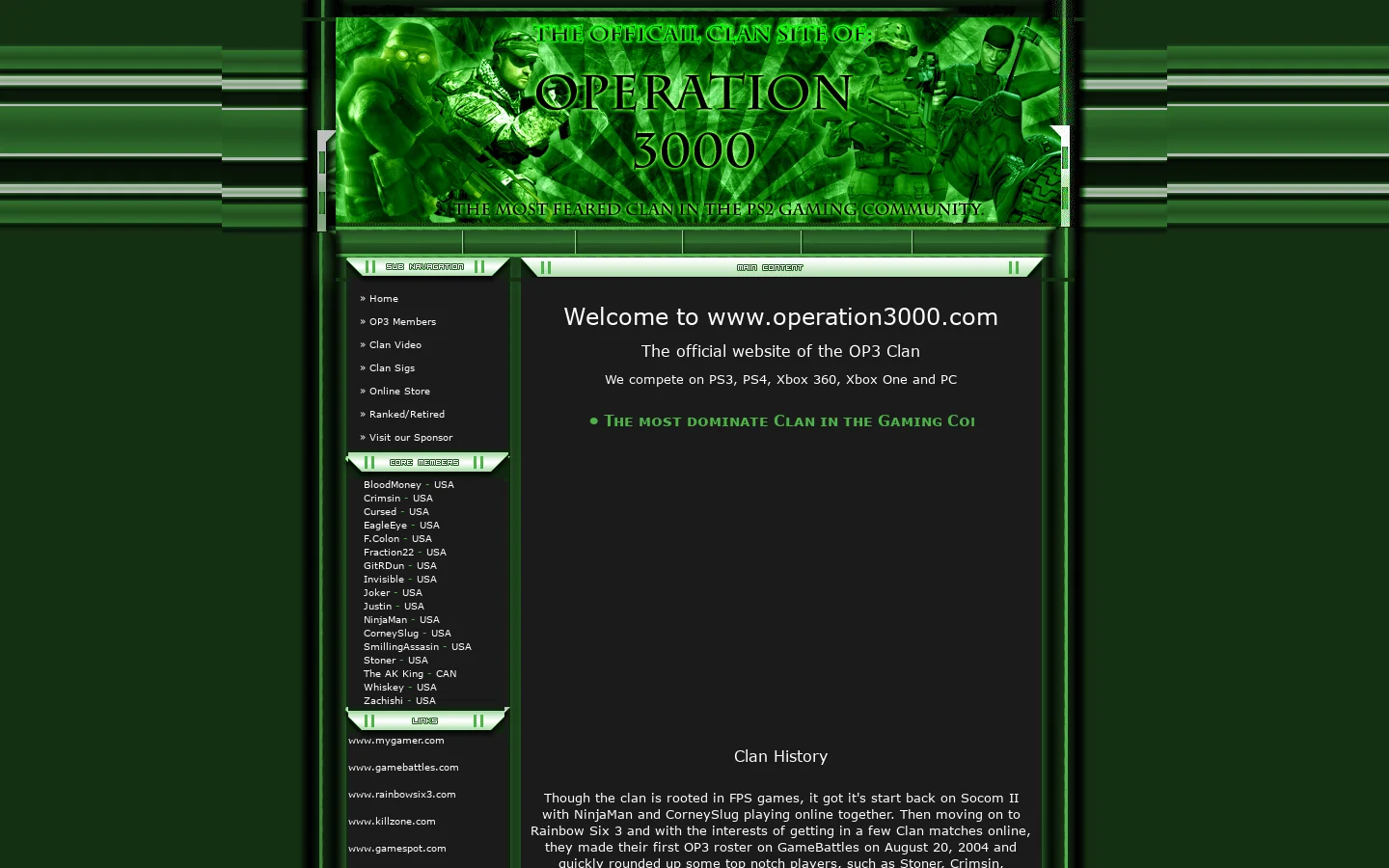OP3 ® Official Clan Website of Operation 3000 首页截图