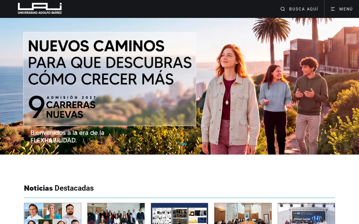 Universidad Adolfo Ibañez: ¡Bienvenidos! 首页截图