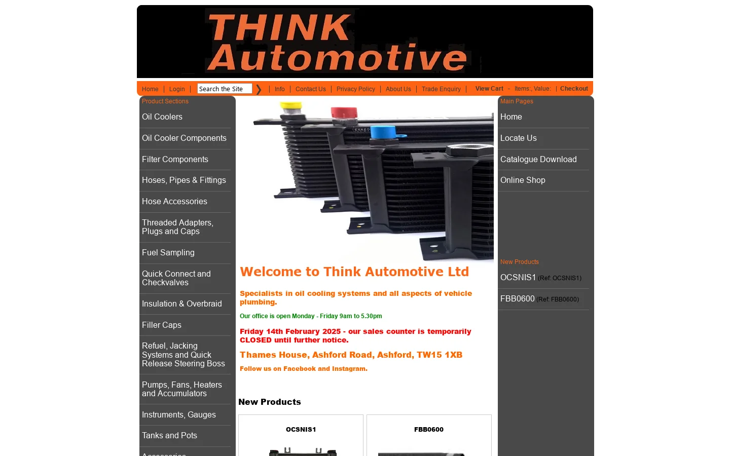 Welcome Think Automotive - bespoke automotive plumbing. 首页截图