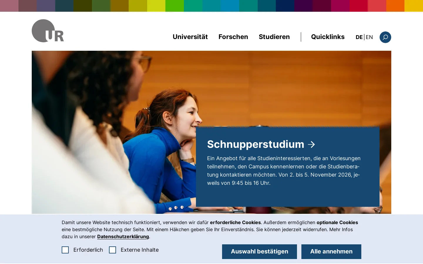 UR-Startseite - Universität Regensburg 首页截图