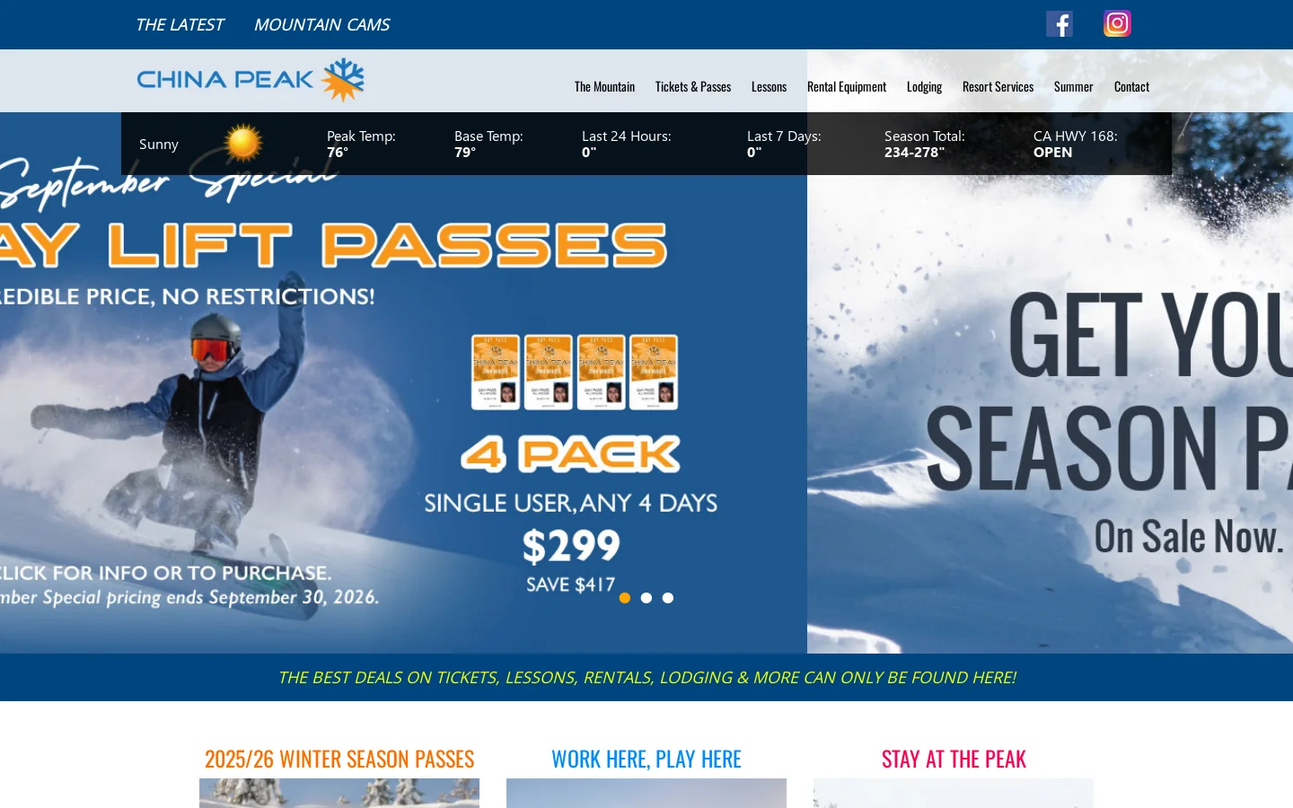China Peak Mountain Resort | California Ski Resort 首页截图