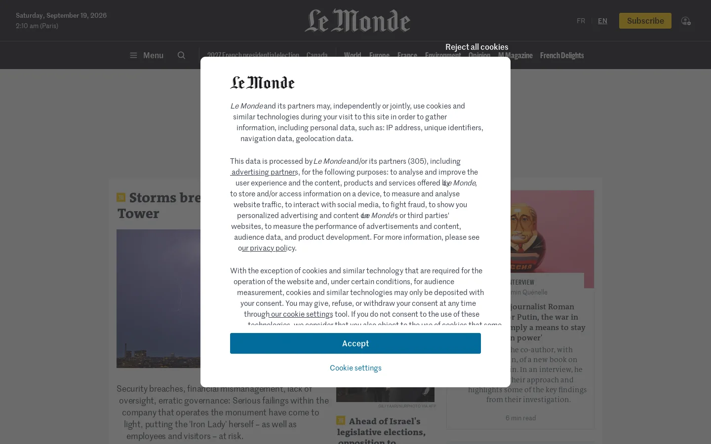 Le Monde.fr 首页截图