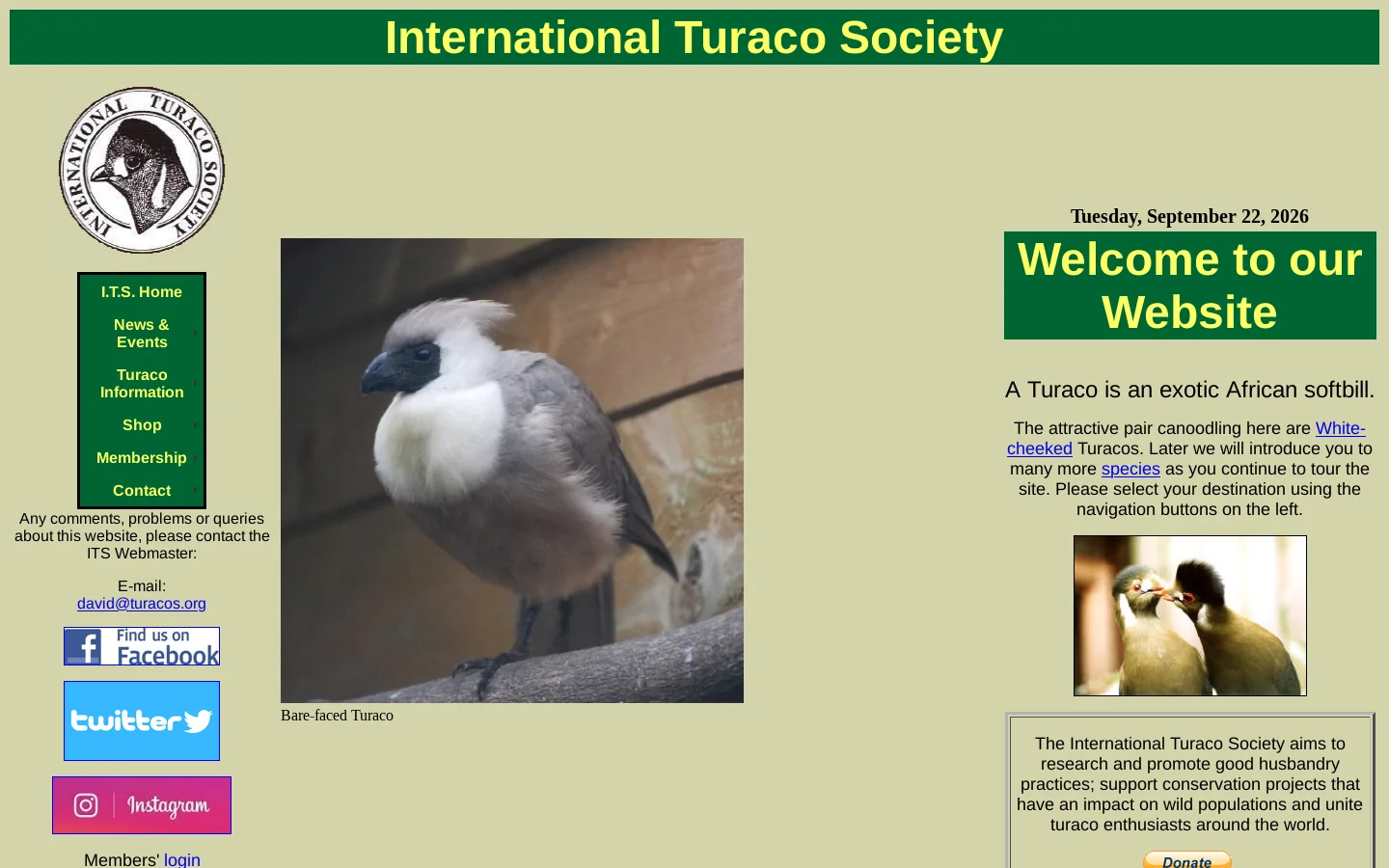 International Turaco Society 首页截图