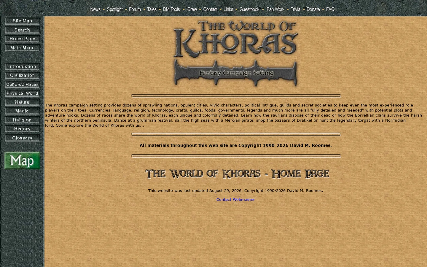 The World of Khoras 首页截图