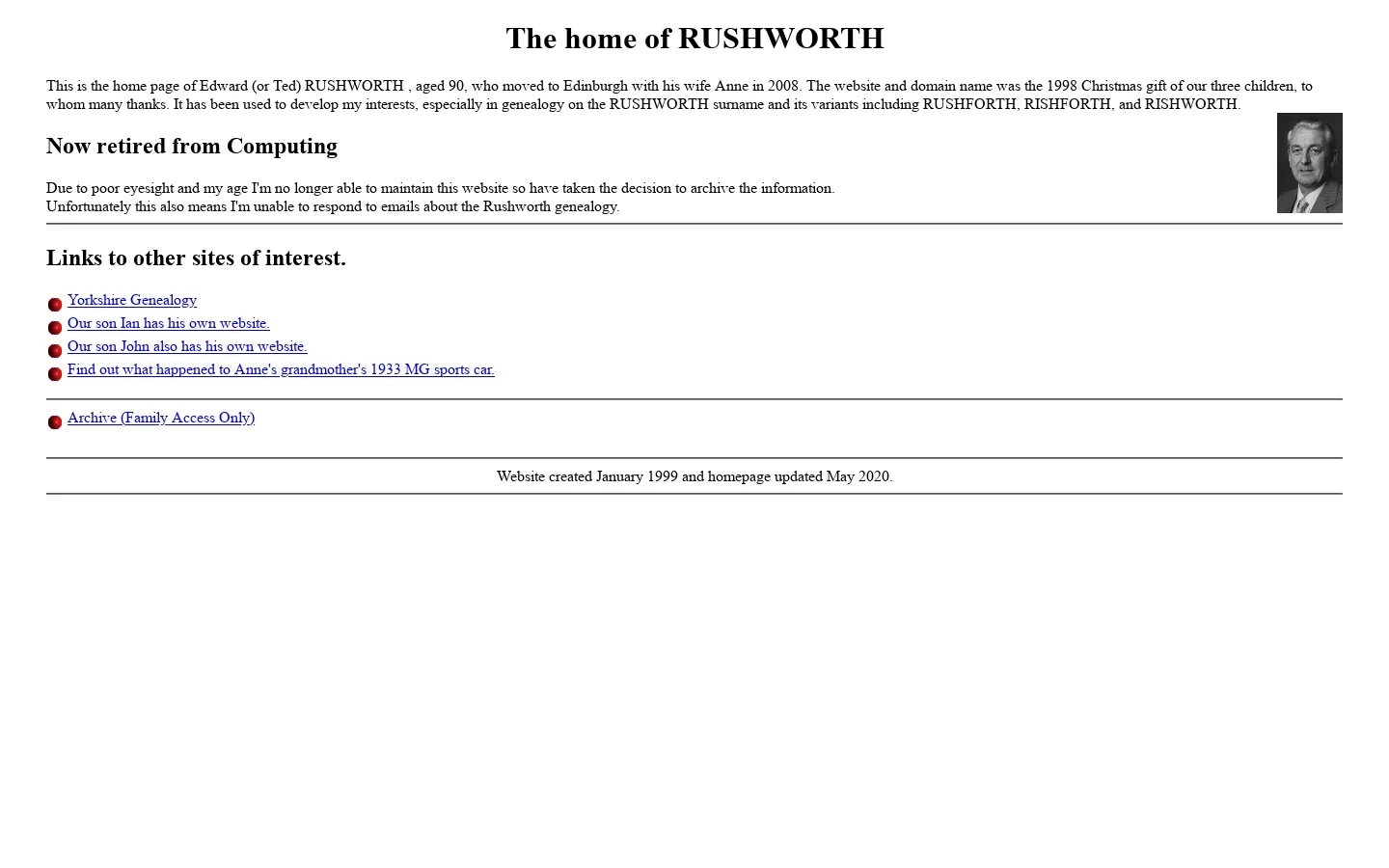The home of RUSHWORTH 首页截图