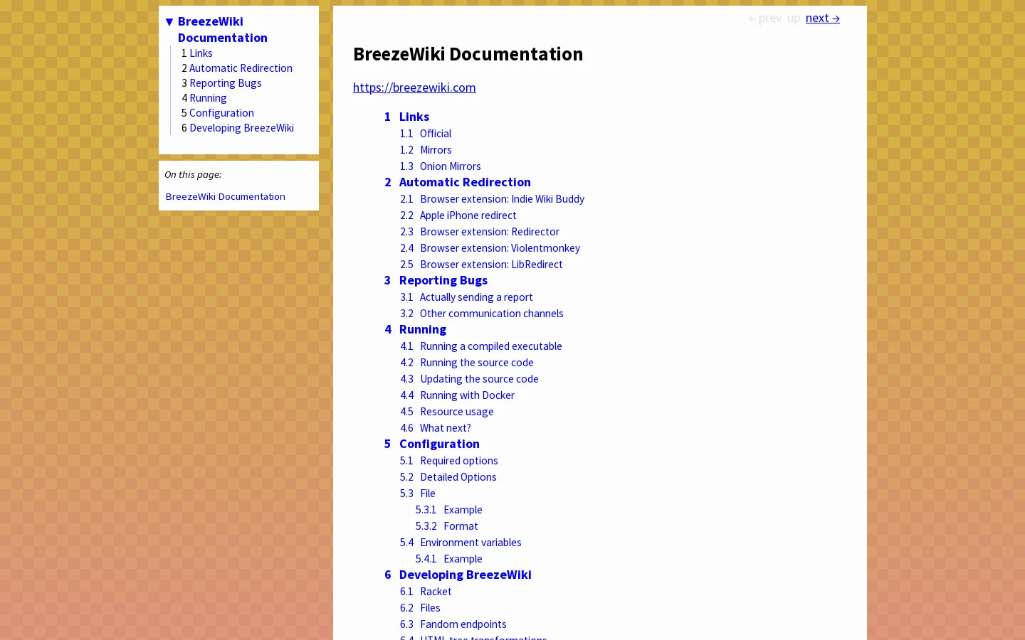 BreezeWiki Documentation 首页截图