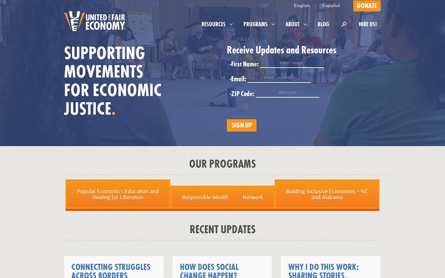 United for a Fair Economy 首页截图