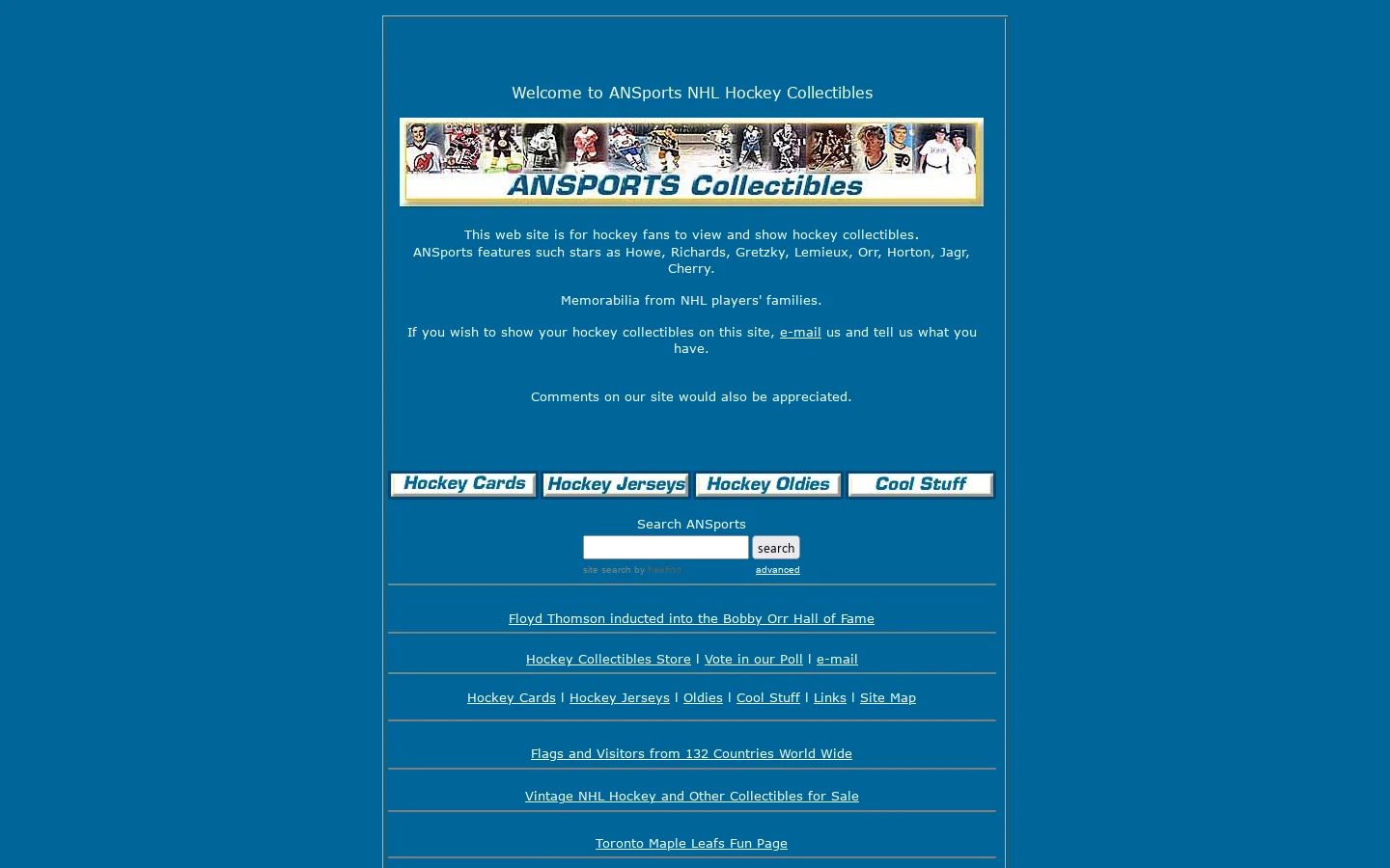 ANSports NHL Hockey Collectibles 首页截图