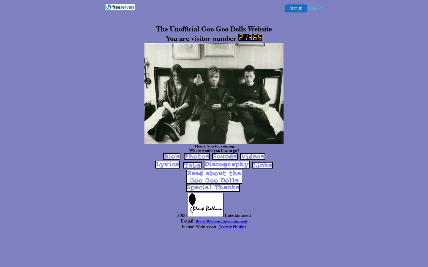 The Unoffical Goo Goo Dolls Website 首页截图
