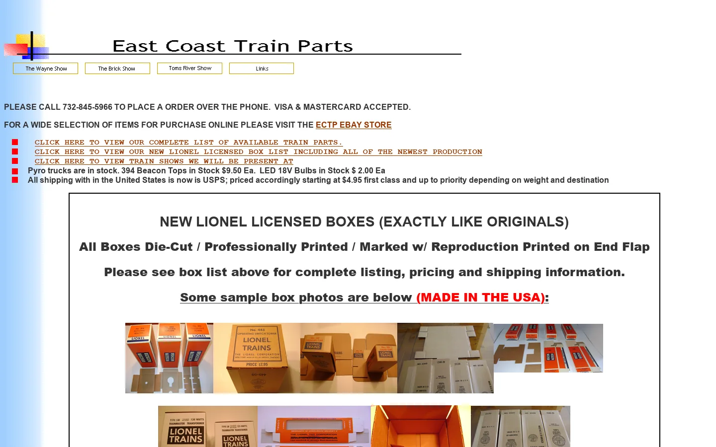 East Coast Train Parts 首页截图