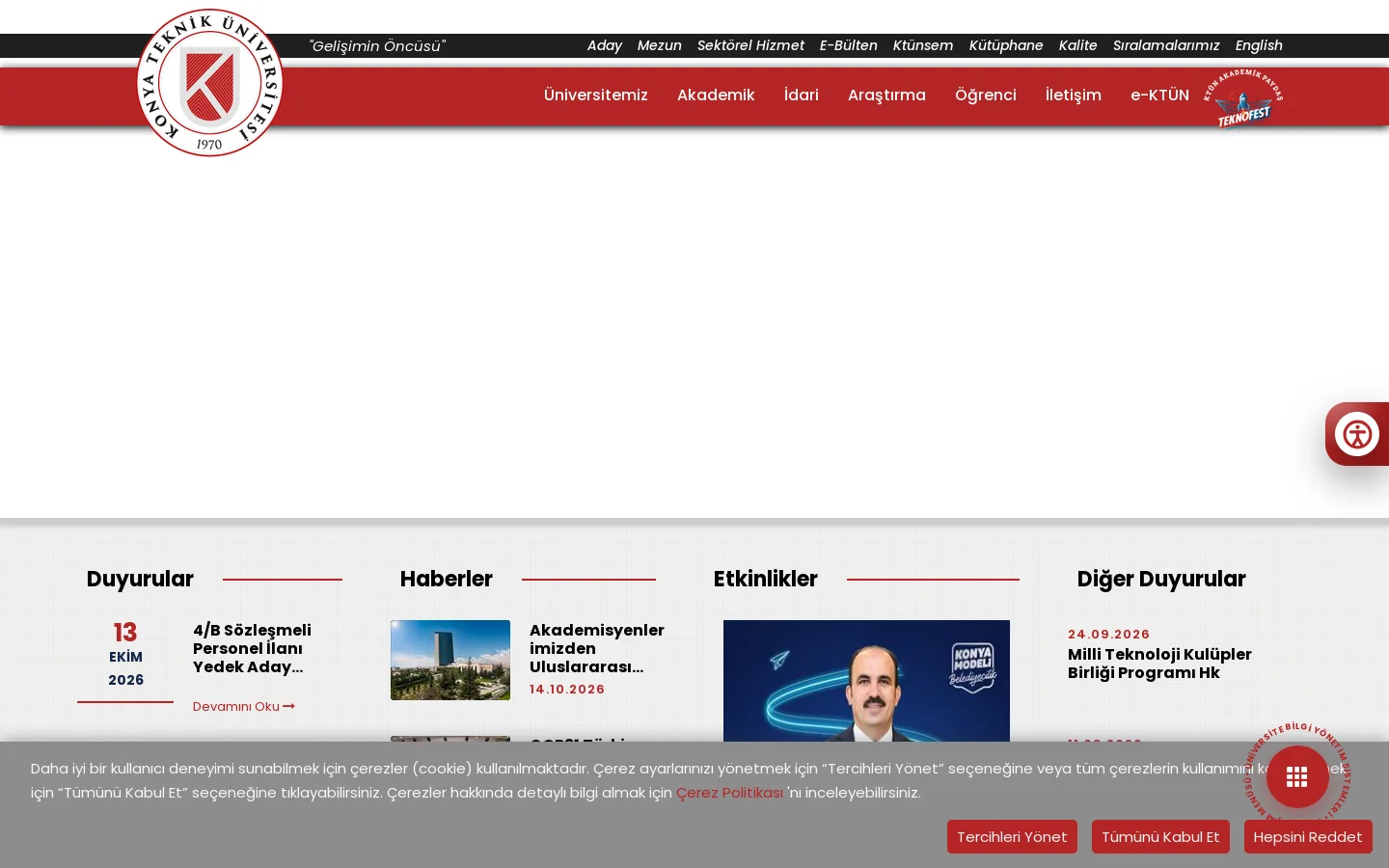 KTÜN - Konya Teknik Üniversitesi | Gelişimin Öncüsü 首页截图