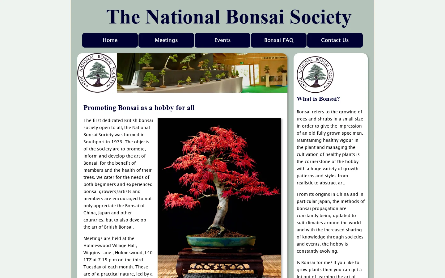 The National Bonsai Society 首页截图