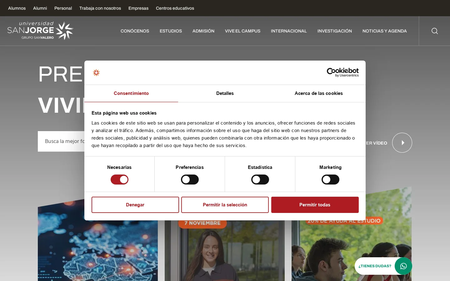 Universidad San Jorge - Zaragoza 首页截图
