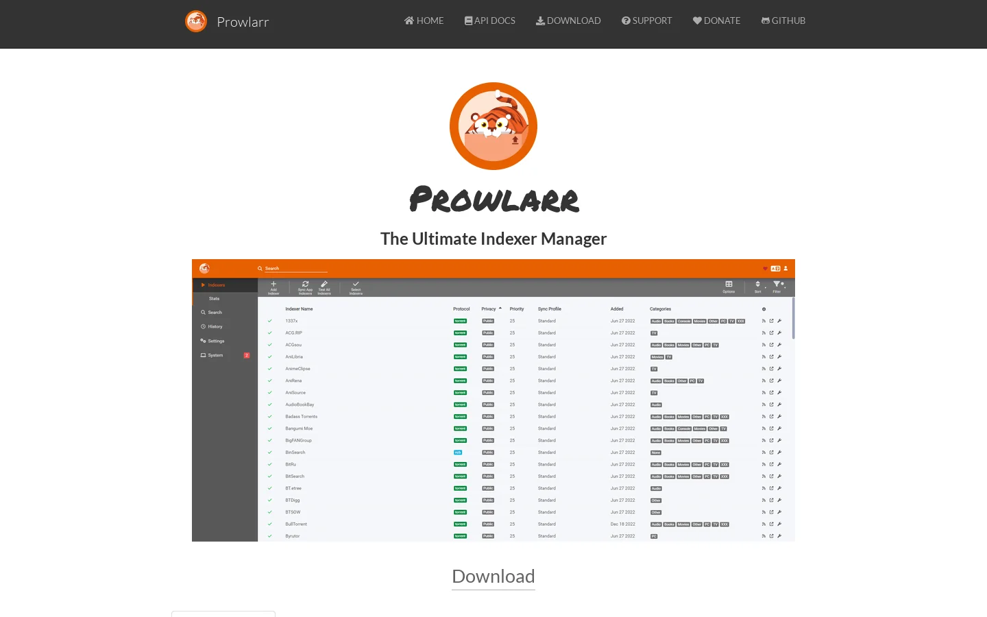 Prowlarr 首页截图