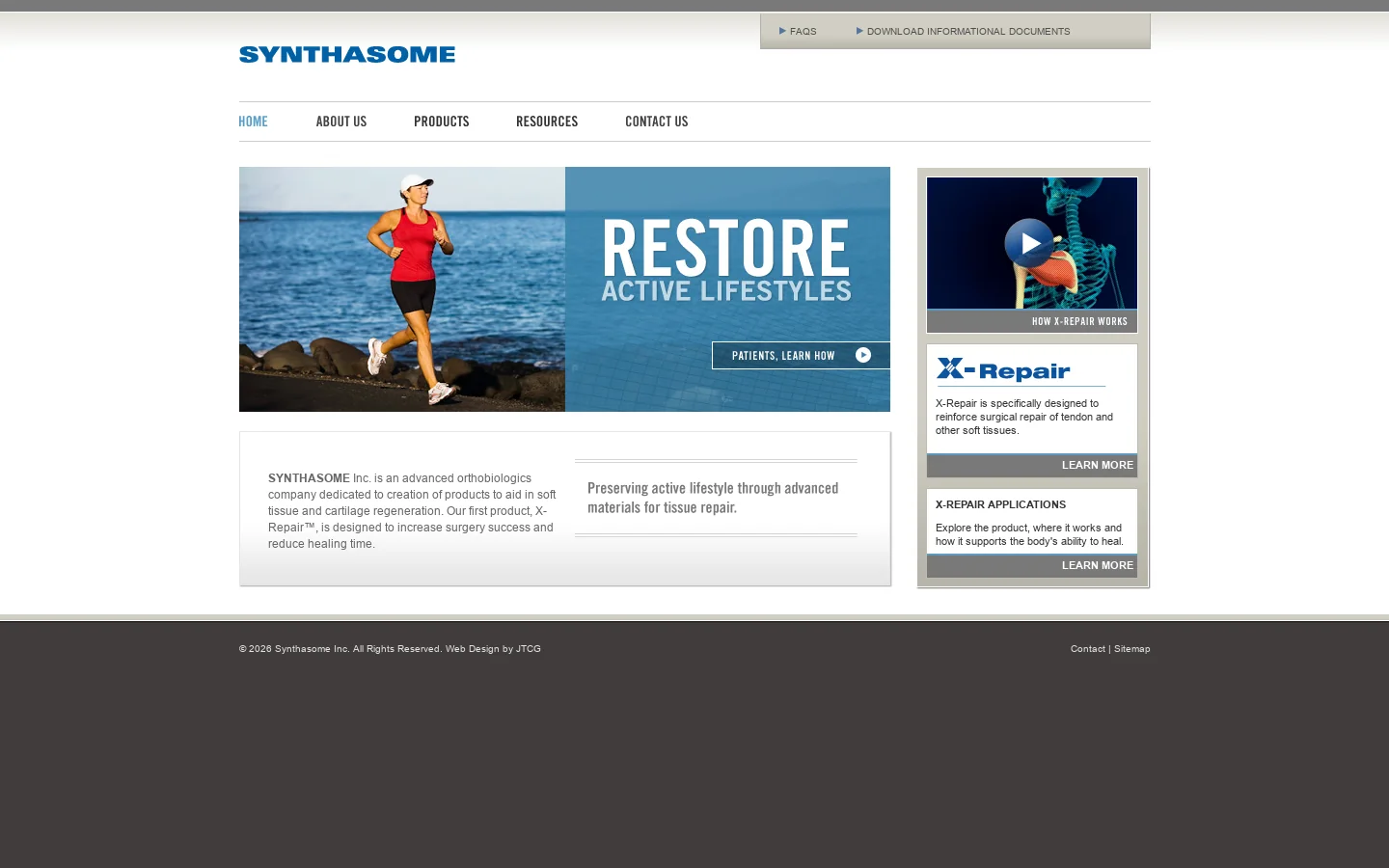 Regenerative Medicine Products Company, Tissue Engineering Products 首页截图