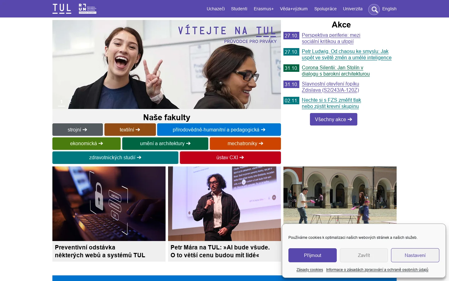 Technická univerzita v Liberci – vše o TUL 首页截图