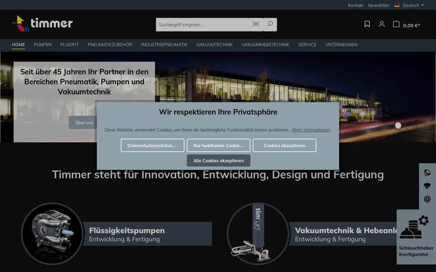 Ihr Partner in den Bereichen Pneumatik, Pumpen und Vakuumtechnik 首页截图