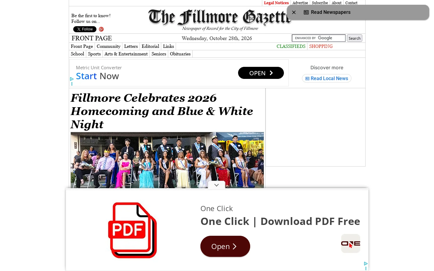 The Fillmore Gazette | Newspaper of Record for the City of Fillmore 首页截图