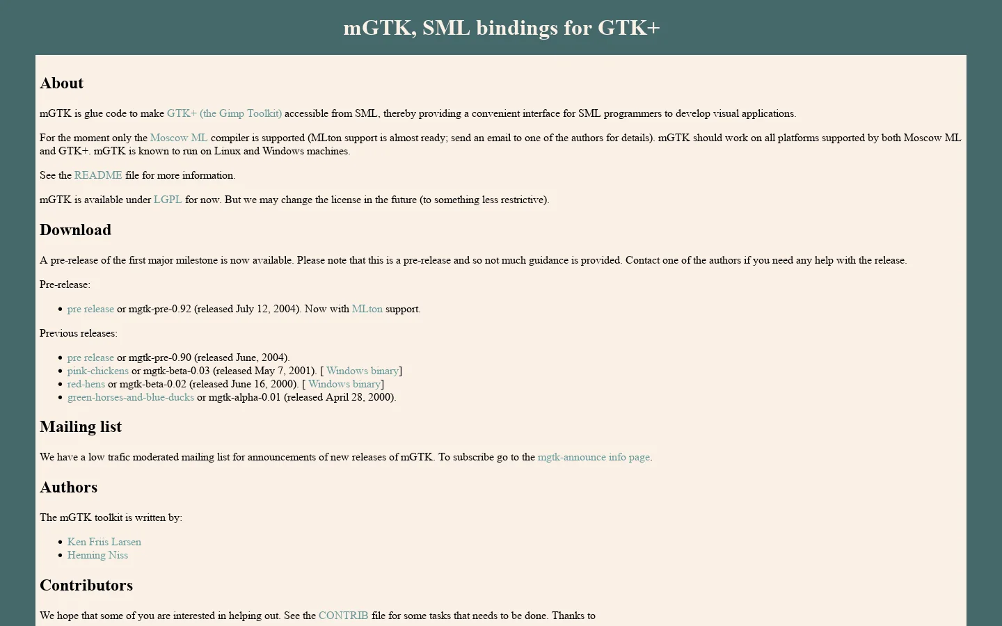 mGTK, SML bindings for GTK+ 首页截图