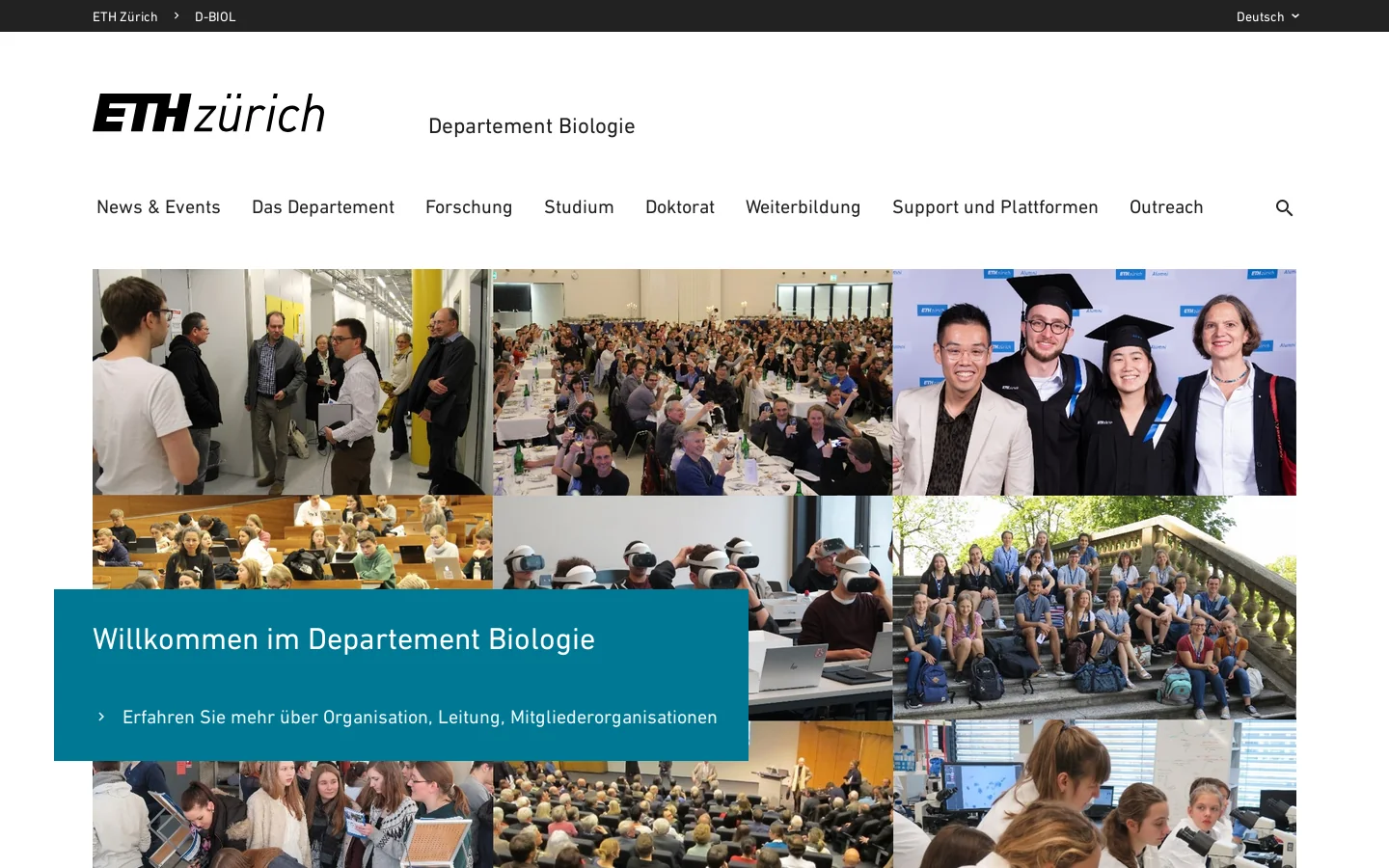Homepage - Departement Biologie – Departement Biologie | ETH Zürich 首页截图