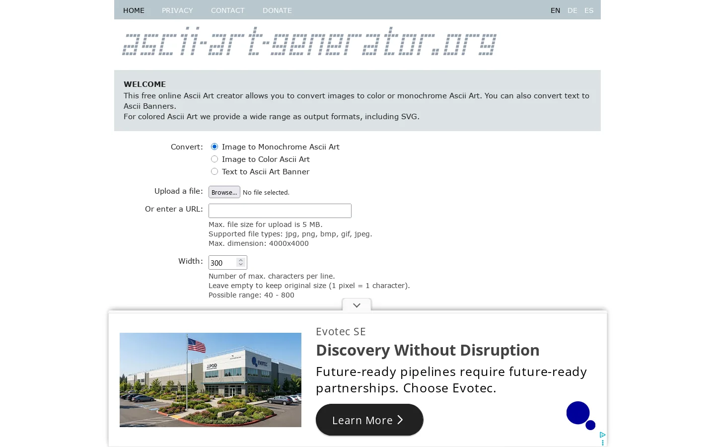 Online Ascii Art Creator 首页截图
