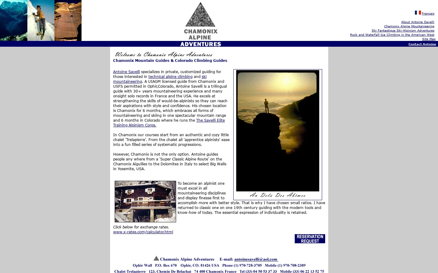 Chamonix Climbing & Mountain Guides: Alpine Adventures - Climbing Guide, certified rock, ice and ski guide 首页截图