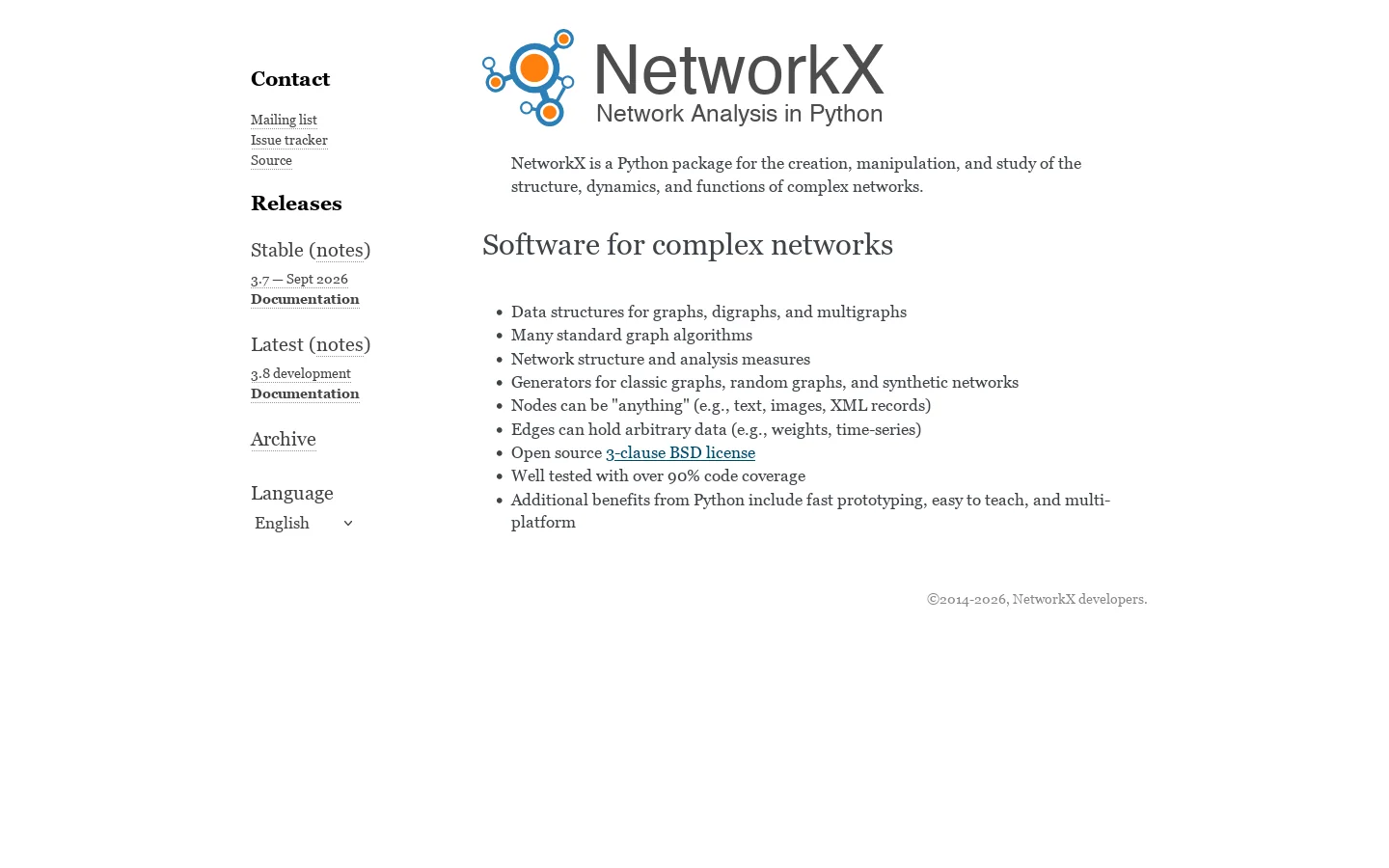 networkx.org 首页截图
