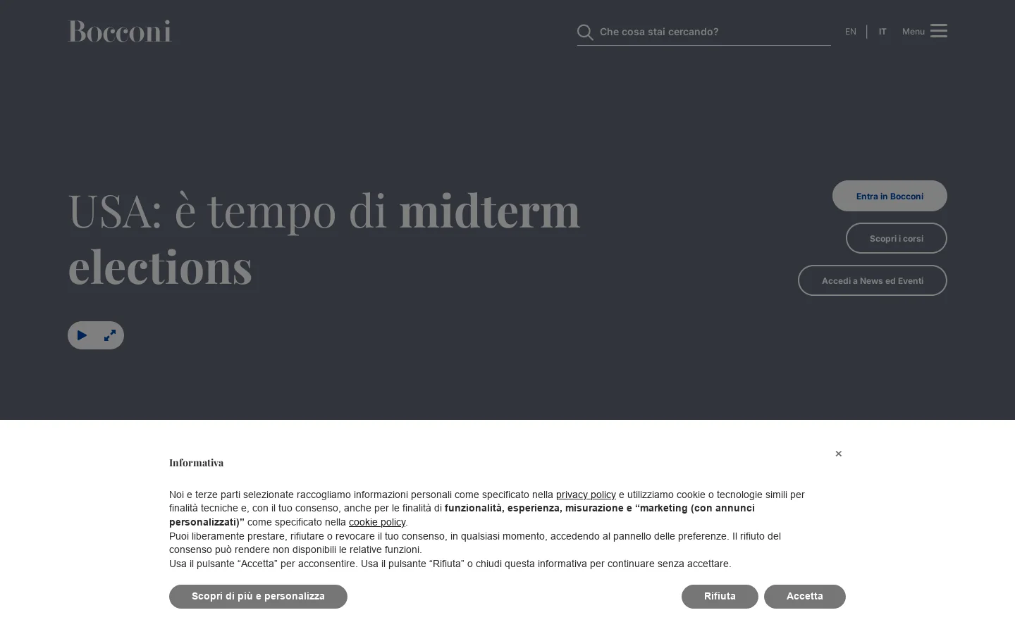 Università Bocconi 首页截图