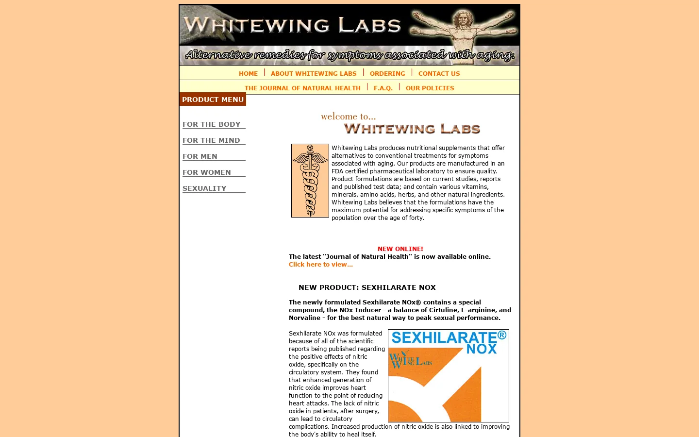 White Wing Labs, Natural Health Products 首页截图