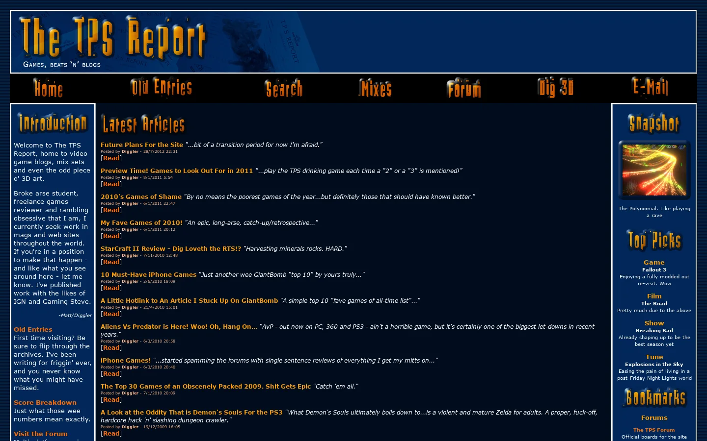 The TPS Report - Games, Beats 'n' Blogs 首页截图
