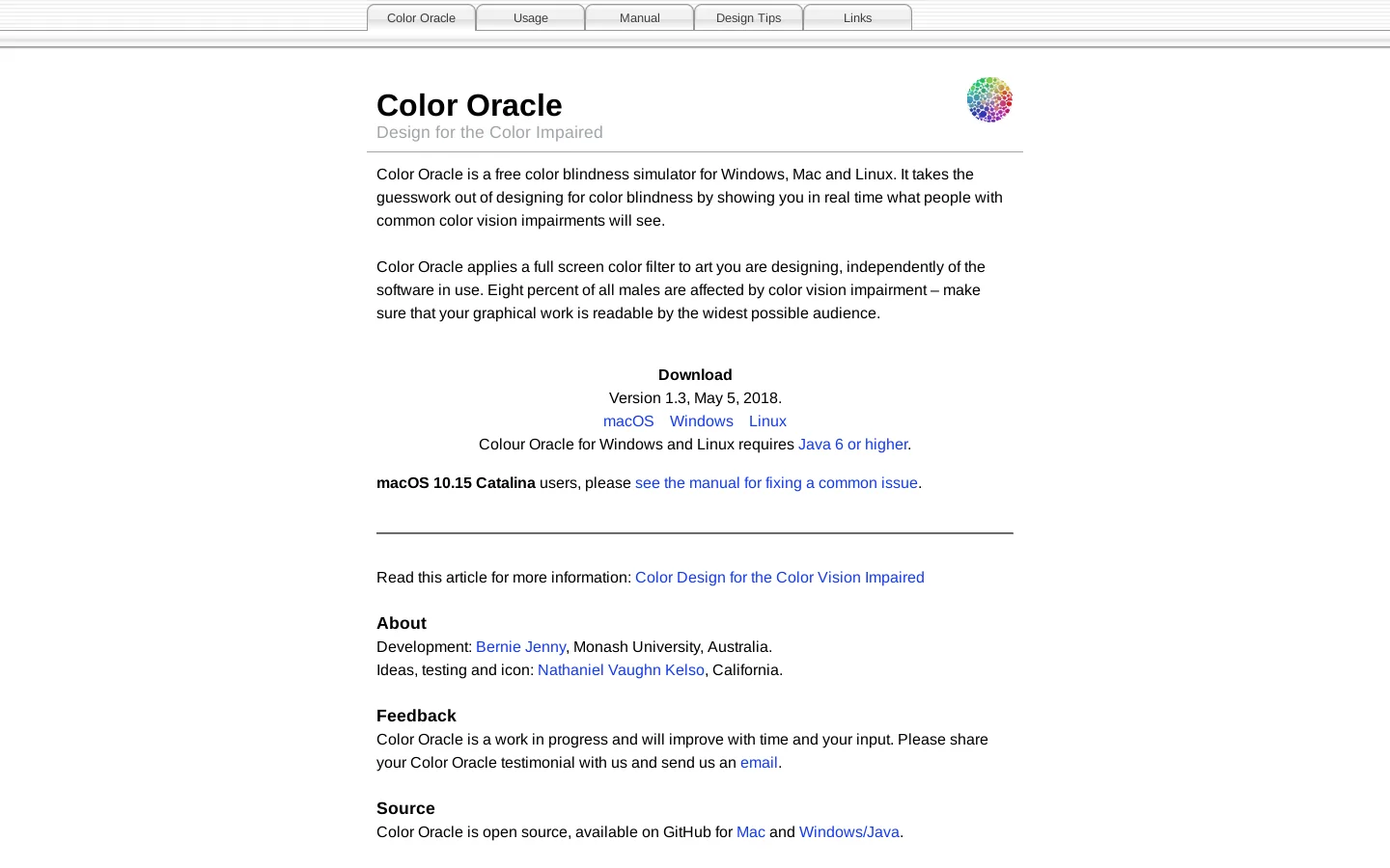Color Oracle 首页截图