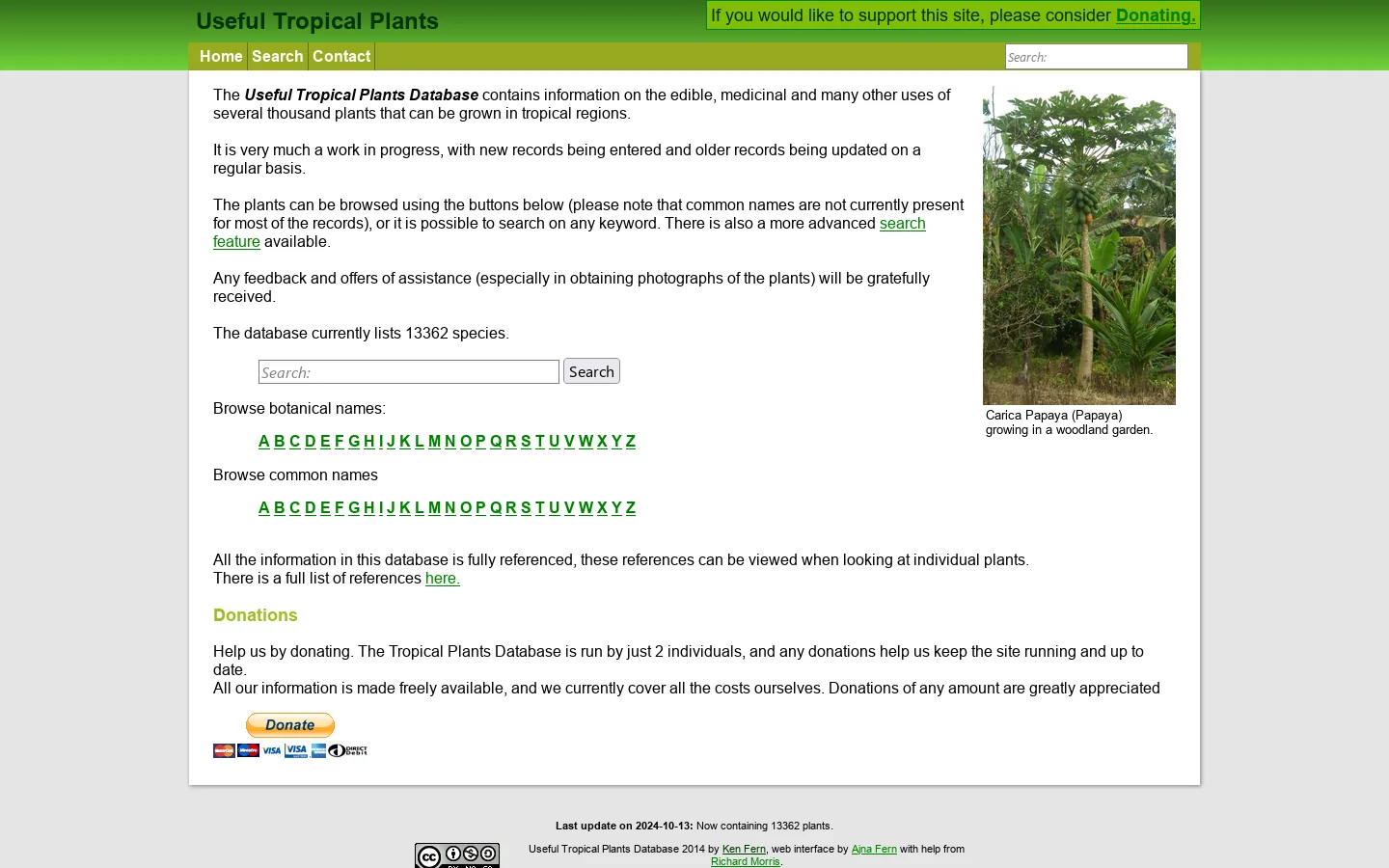 Useful Tropical Plants 首页截图