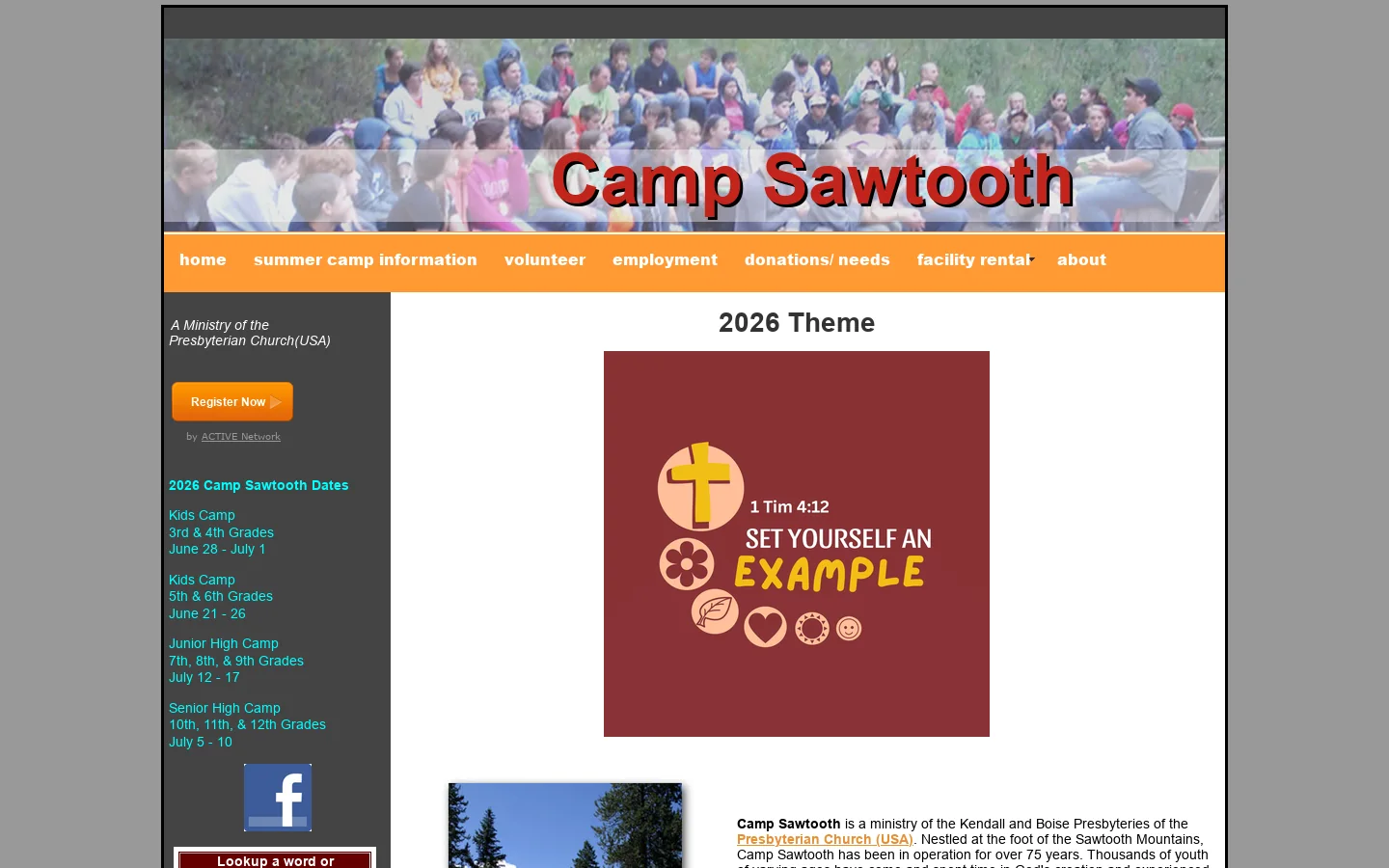 Camp Sawtooth 首页截图