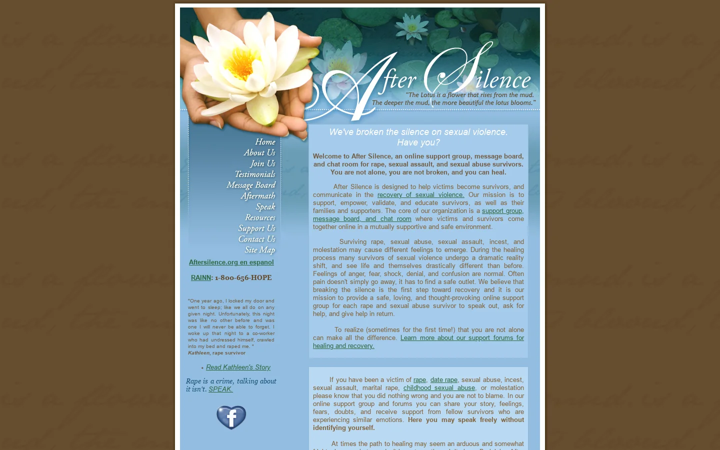 Rape & Sexual Abuse Survivor Message Board, Support Forums & Chat Room 首页截图