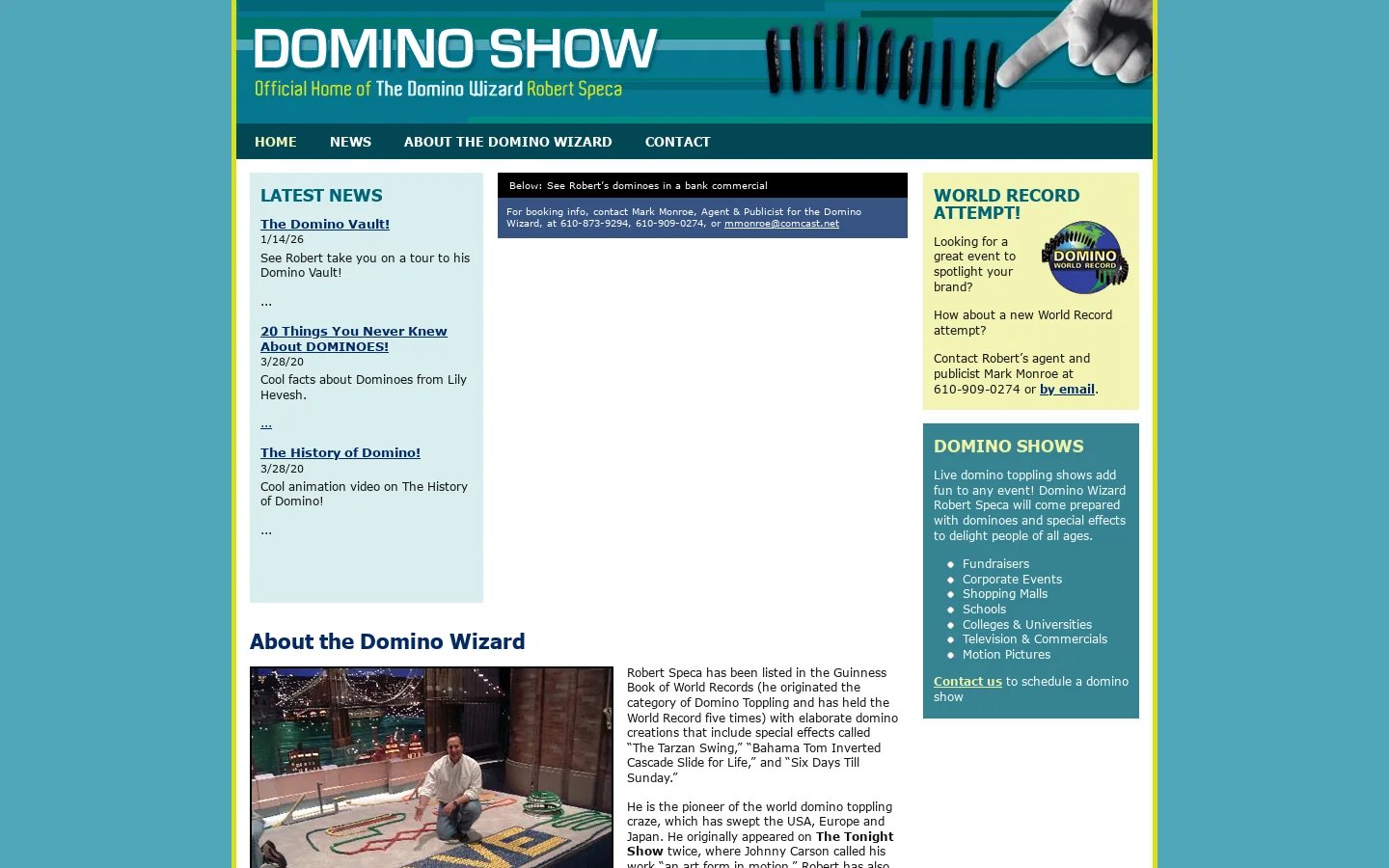 Domino Show, Home of Domino Wizard Robert Speca 首页截图