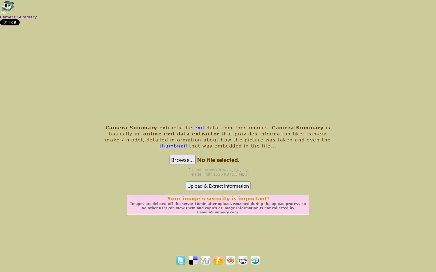 Extract camera information from any Jpeg (Jpg) image file 首页截图