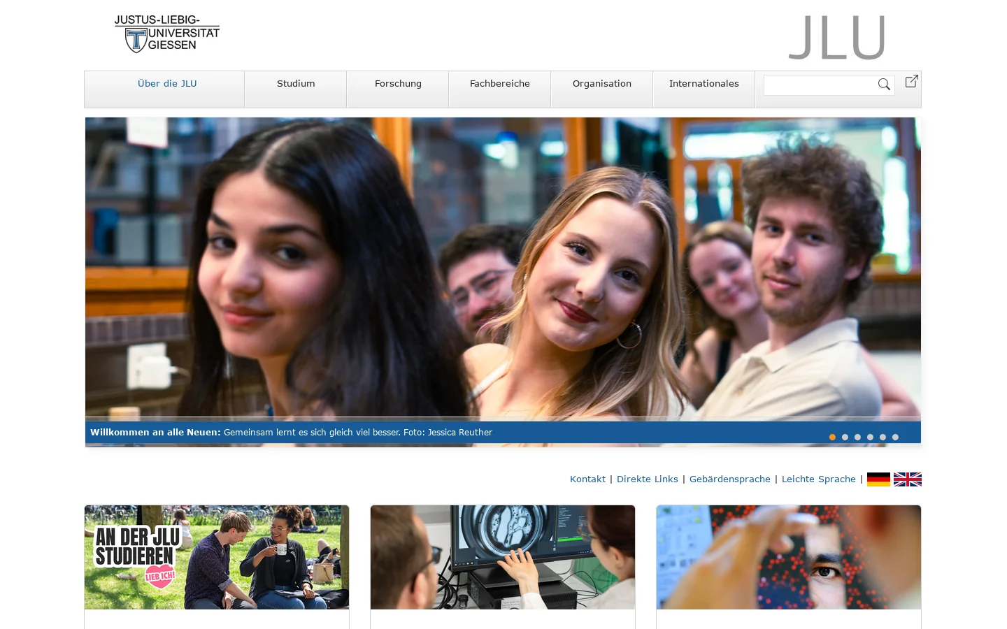 Justus-Liebig-Universität Gießen — JLU Gießen 首页截图