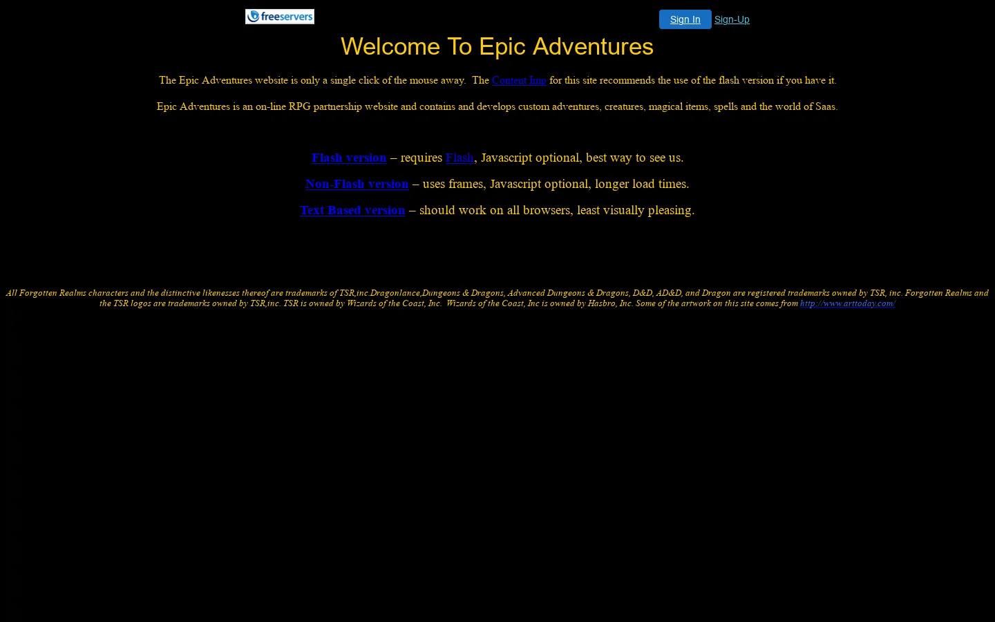 Welcome To Epic Adventures 首页截图