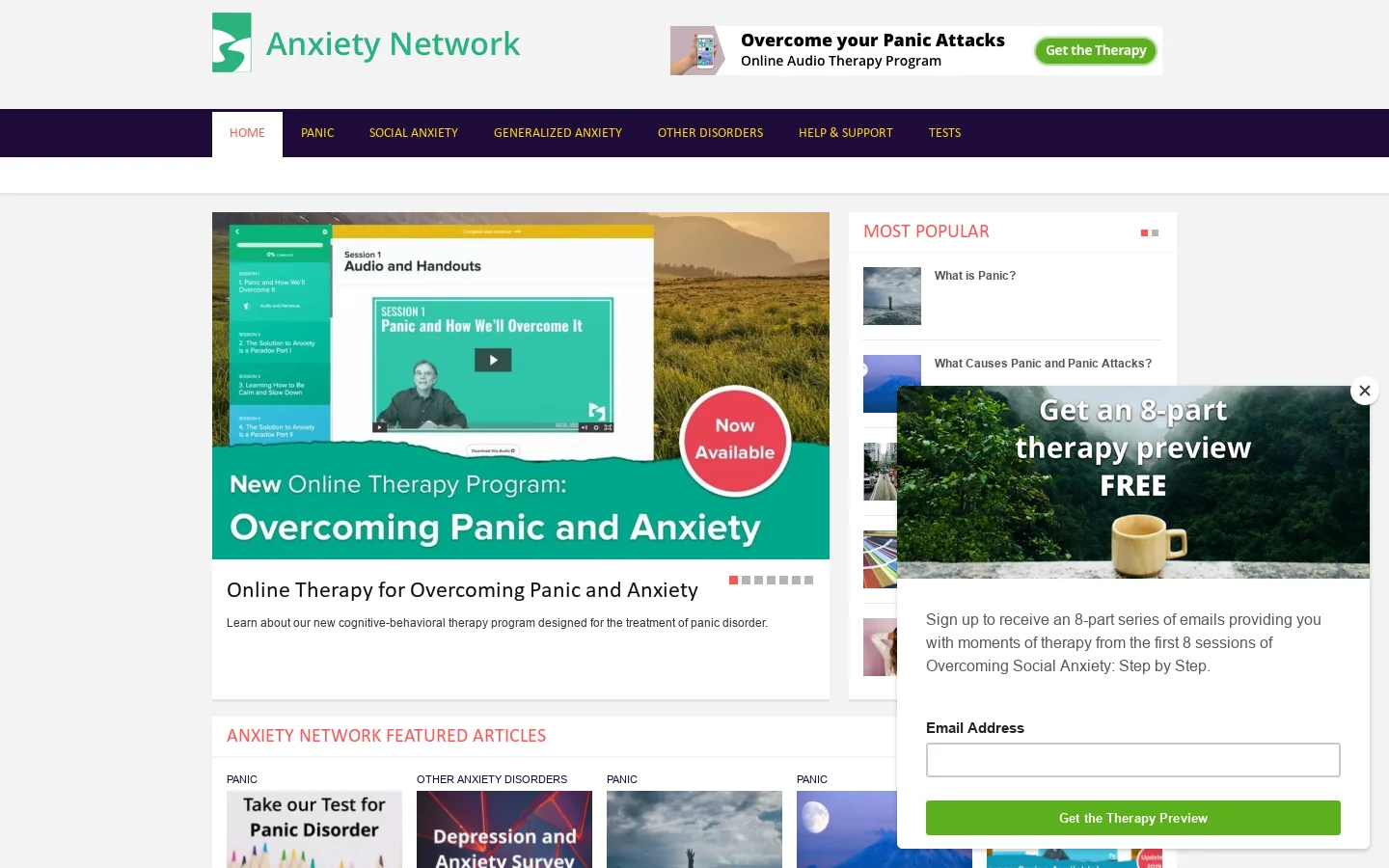 The Anxiety Network 首页截图