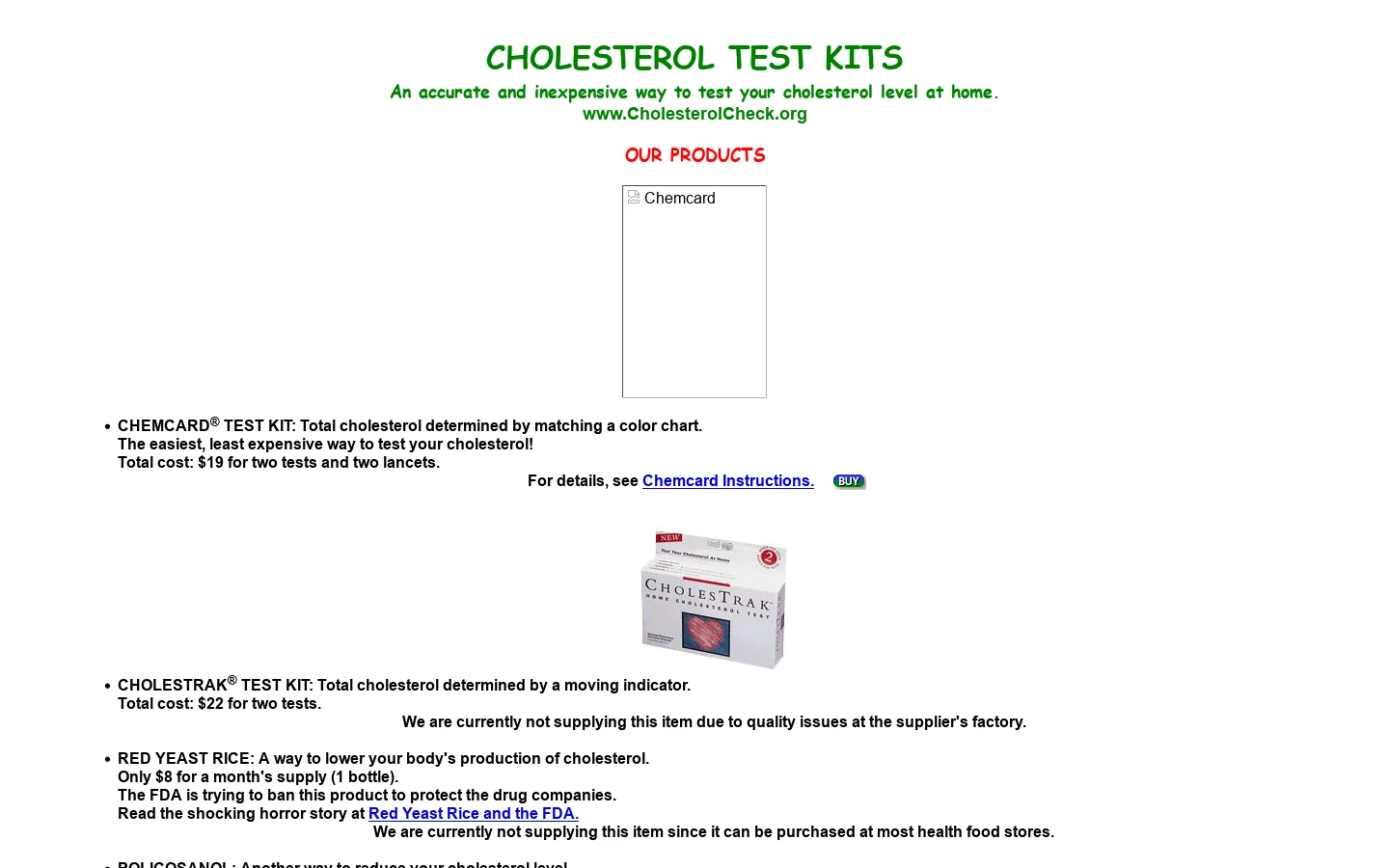 CHOLESTEROL TEST KITS 首页截图