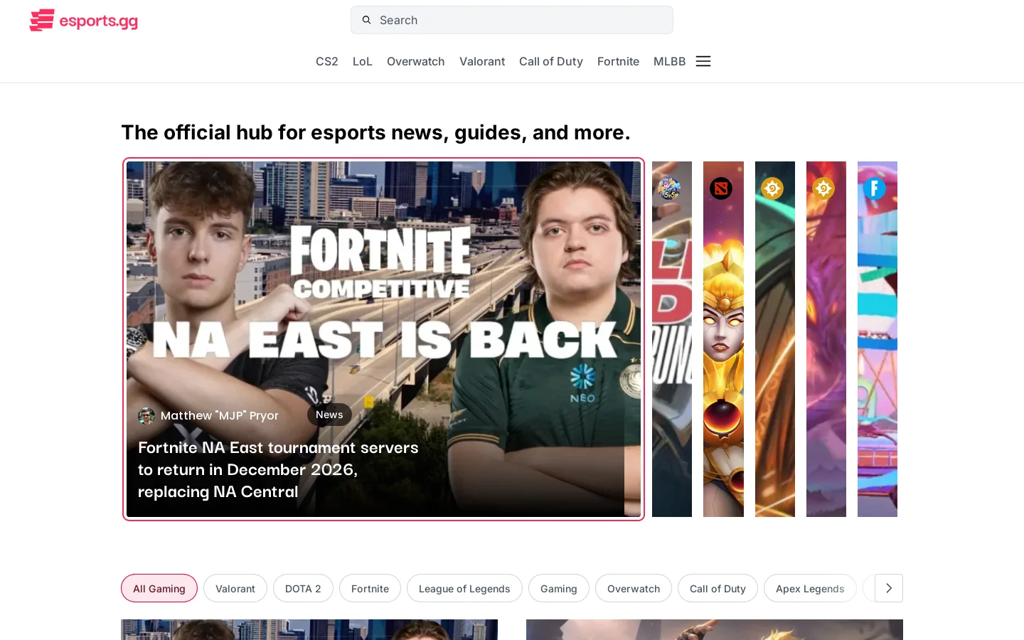 esports.gg 首页截图