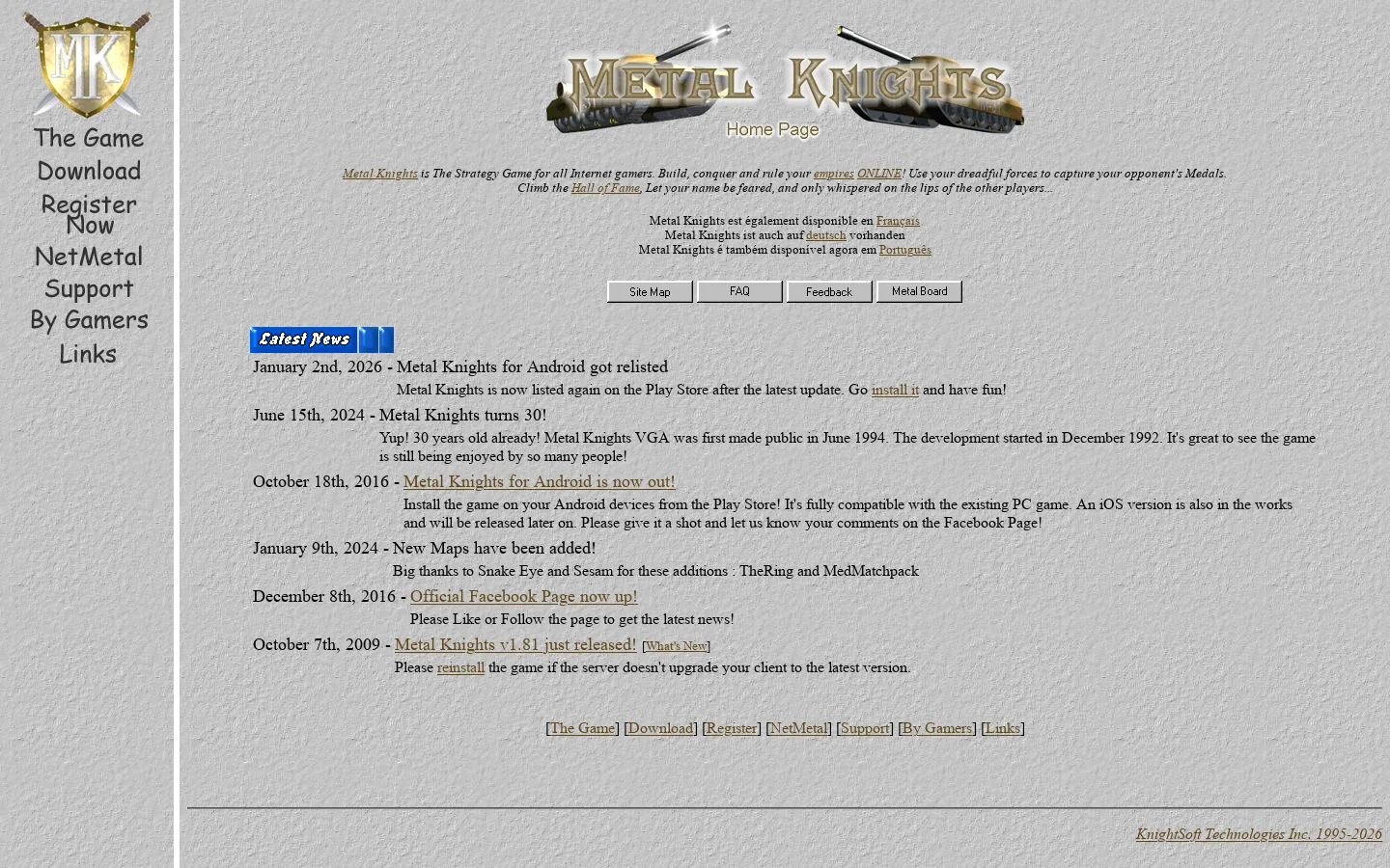The Metal Knights Home Page 首页截图