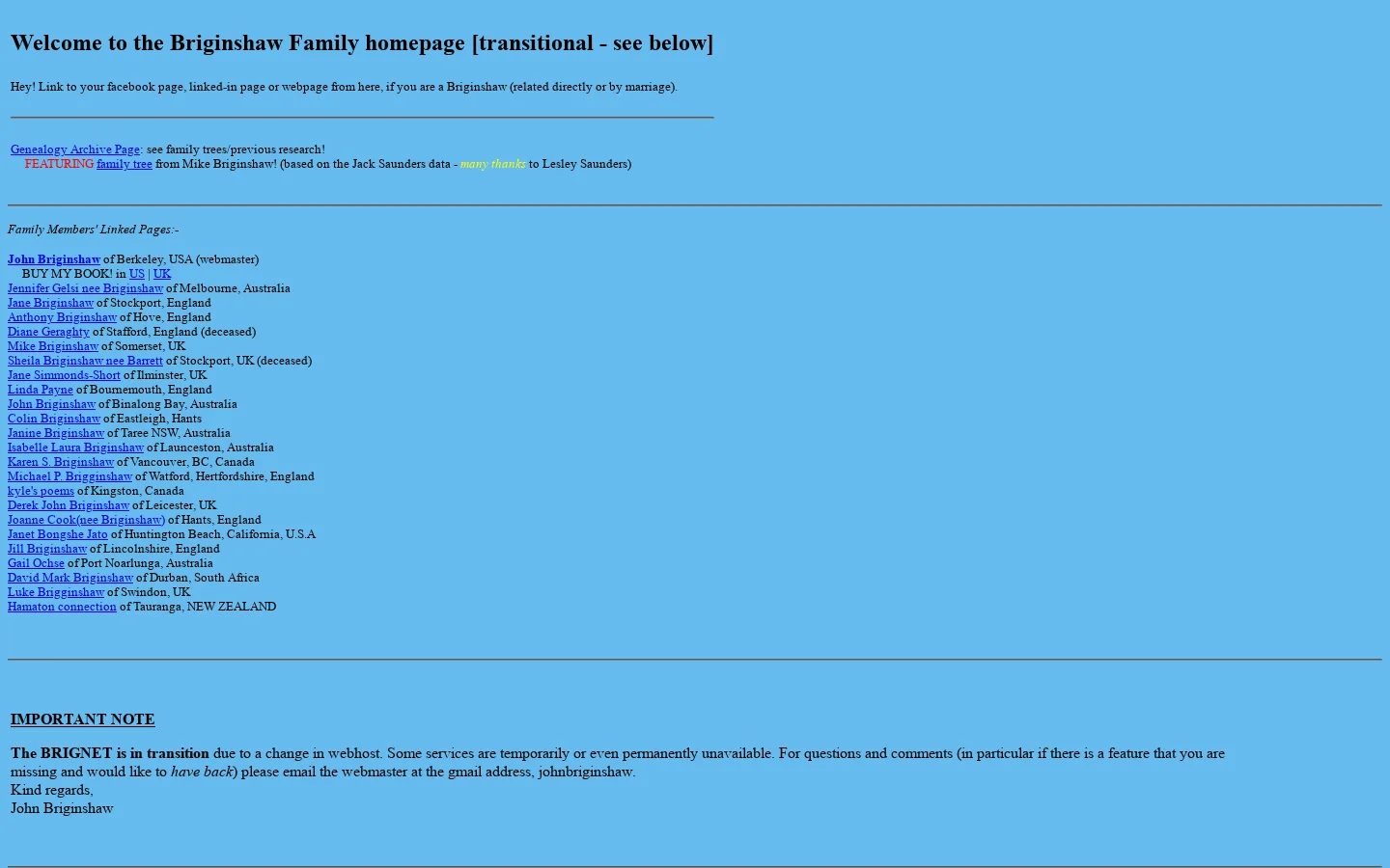 Briginshaw Family Homepage [transitional] 首页截图