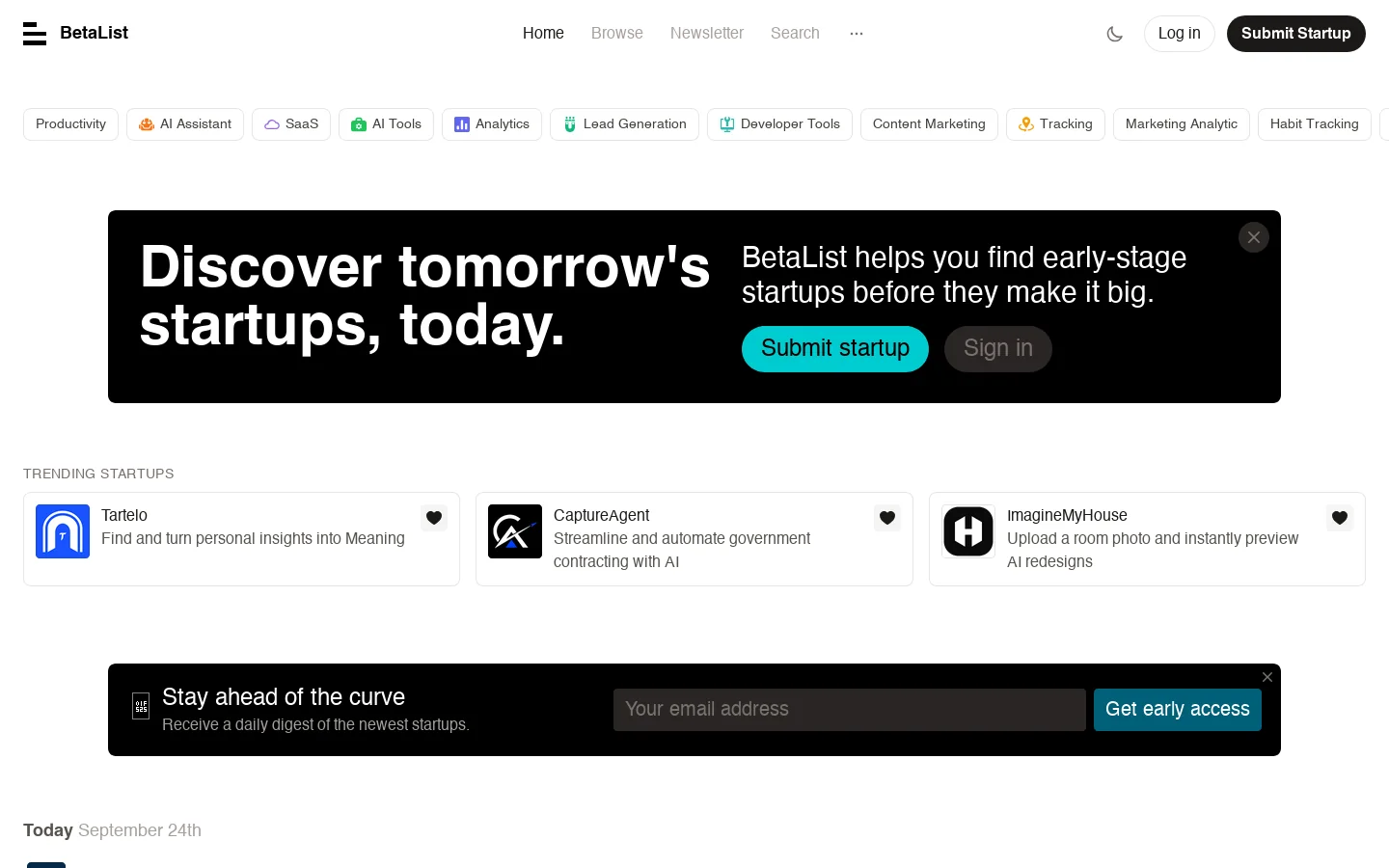 BetaList 首页截图