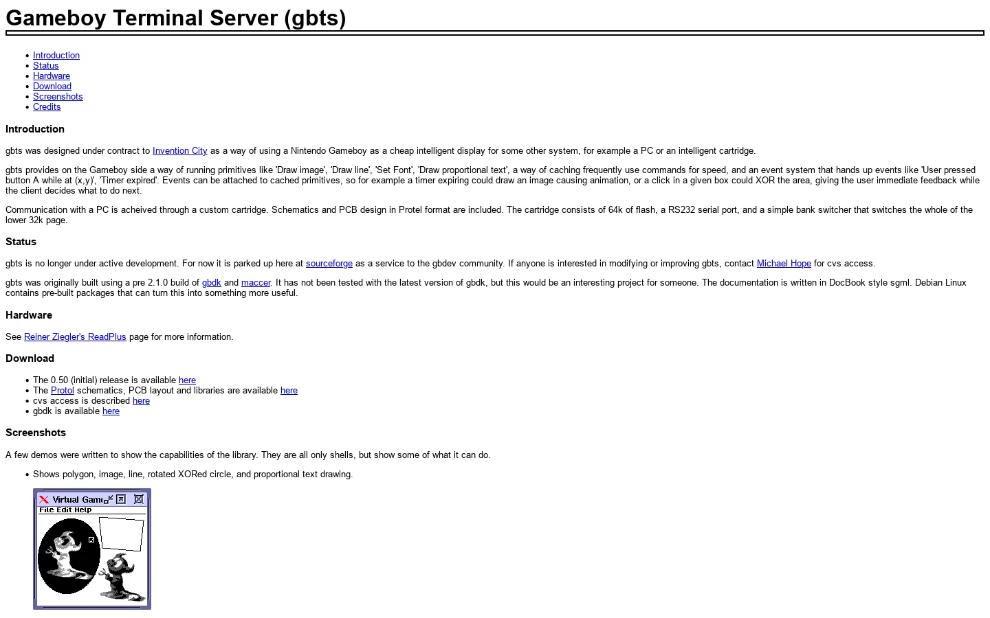 Gameboy Terminal Server (gbts) 首页截图