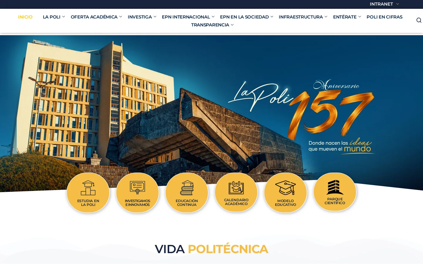 Escuela Politecnica Nacional epn.edu.ec Escuela Politecnica Nacional out in Quito, Ecuador is where it's at for Chemistry, Physics and Astronomy and Engineering. ↗ 首页截图