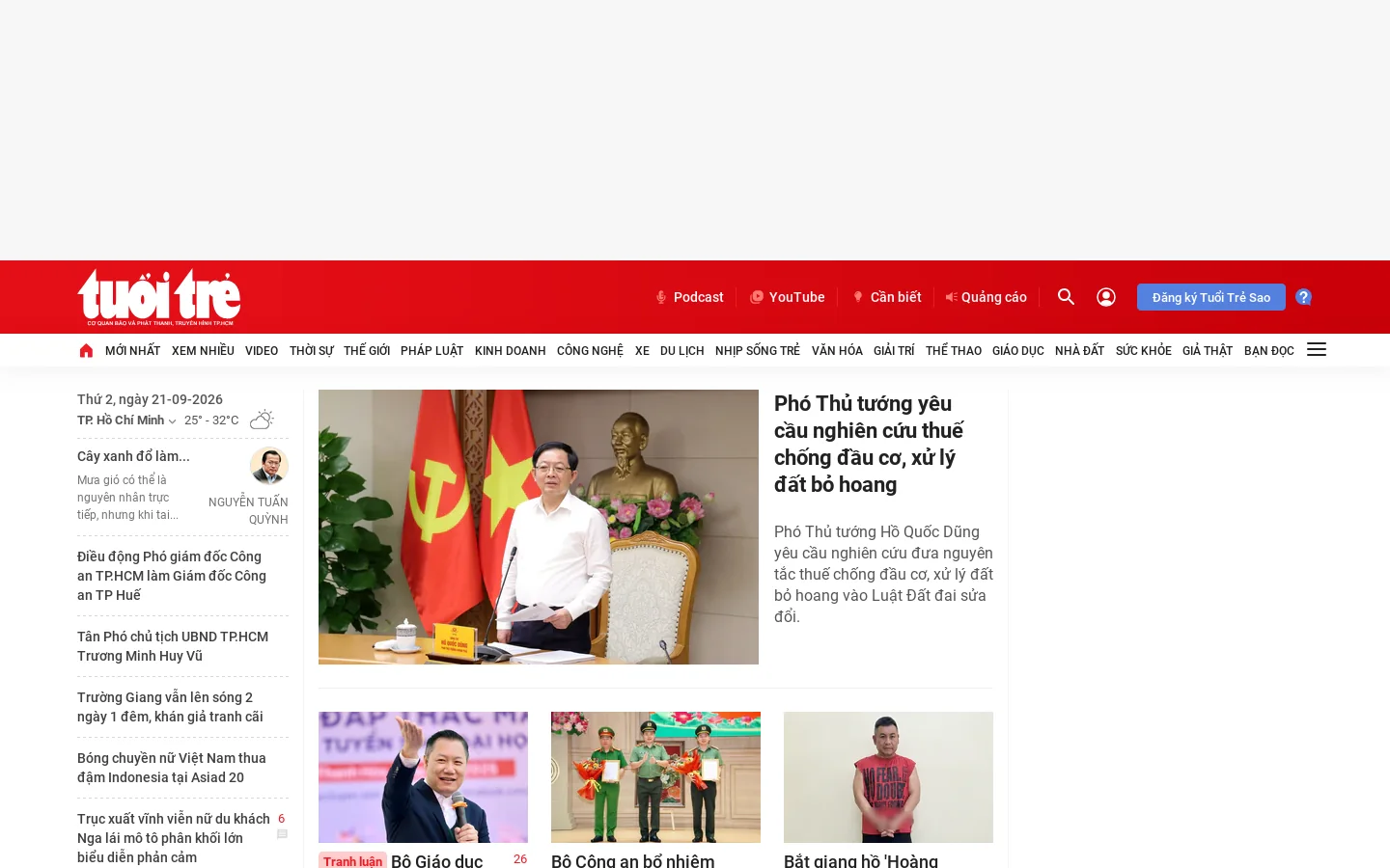 Báo Tuổi Trẻ - Tin tức mới nhất, tin nhanh, tin nóng 24h - Tuổi Trẻ Online 首页截图