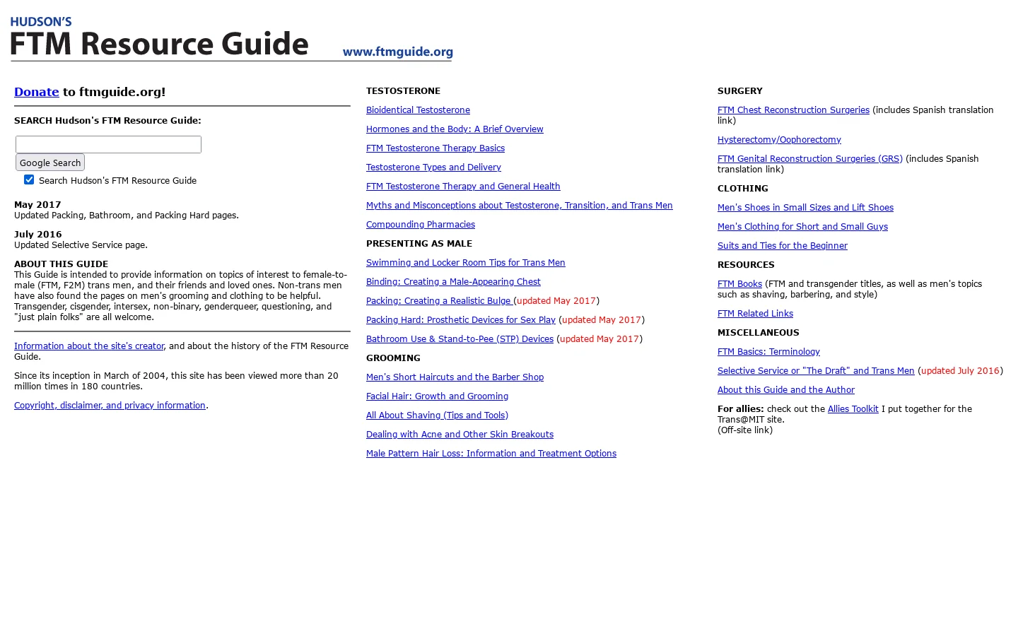 Hudson's FTM Resource Guide 首页截图
